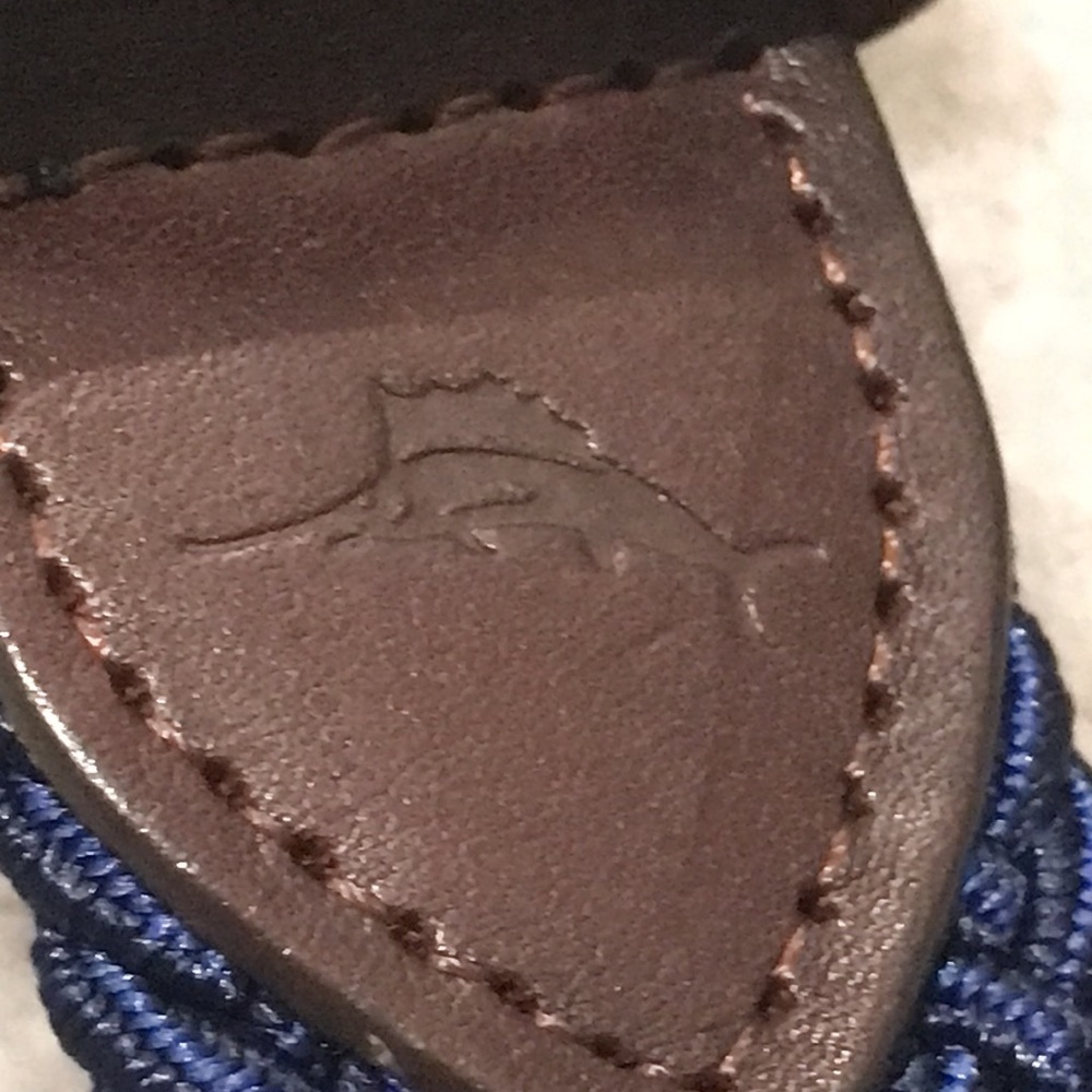 Tommy Bahama Woven Belt Mens XL Blue Stretch Braided Leather Trim Silver Buckle - Picture 3 of 8
